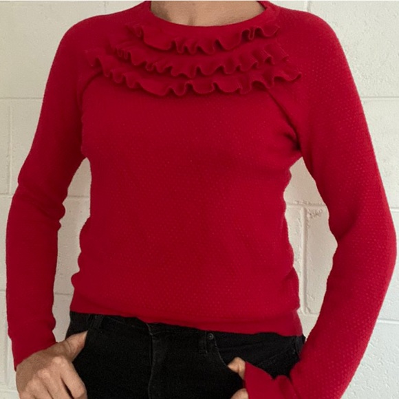 Red Review ruffle jumper - Picture 2 of 2